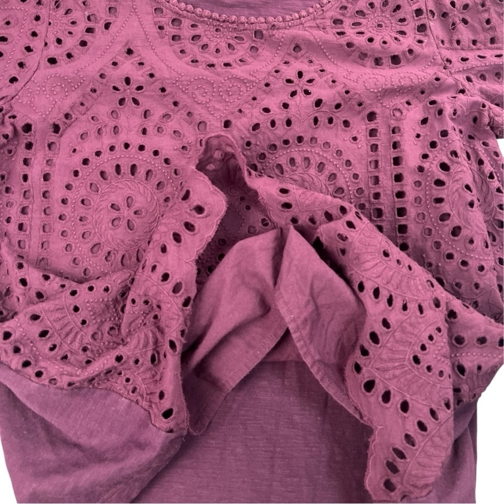 Anthropologie Porridge Women’s Short Sleeve Eyelet Lace Top In Size M - Picture 5 of 9
